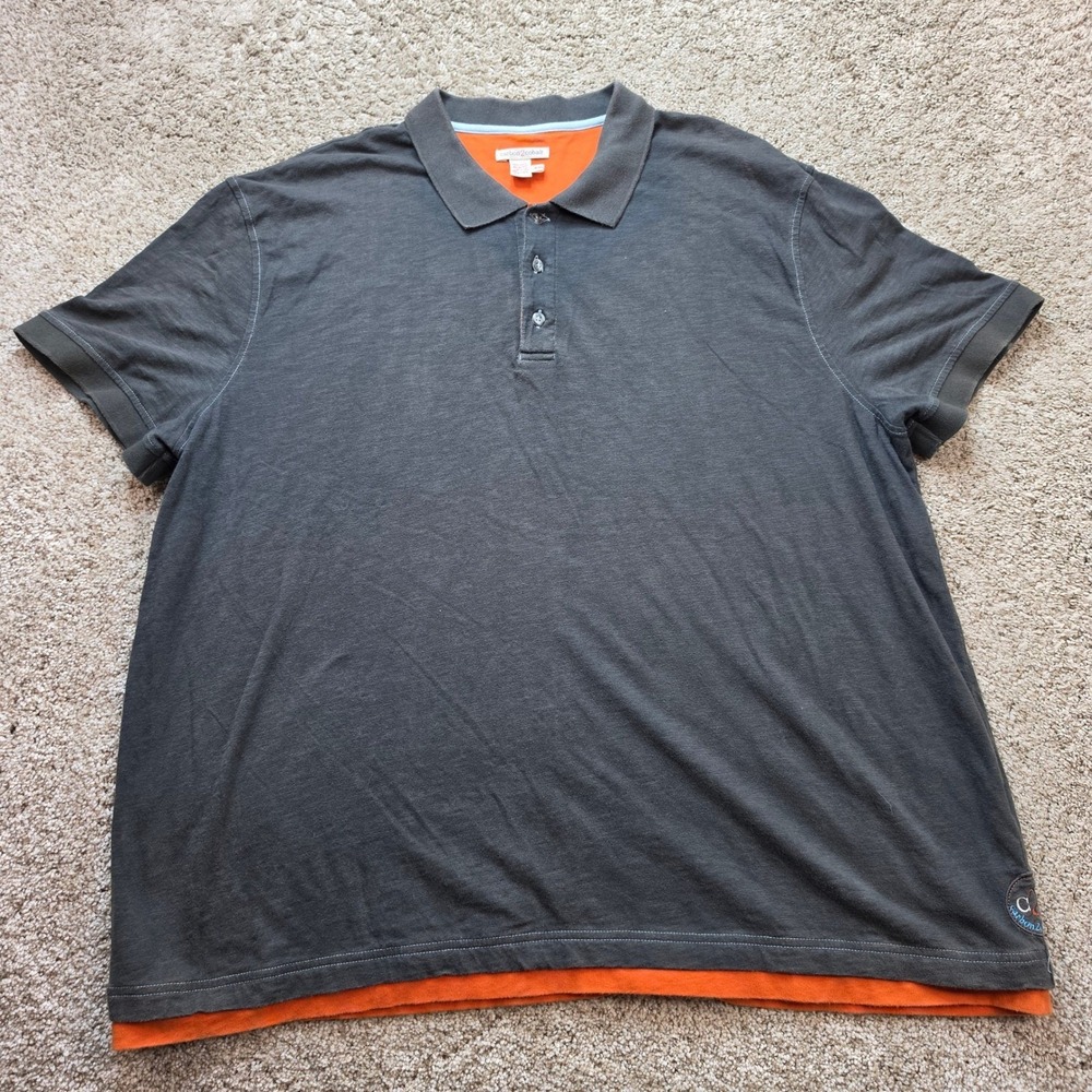 Carbon2cobalt Polo Shirt Mens XXL Charcoal Grey Orange Double Layer Cotton - Picture 2 of 10